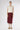 Midi heavy silk satin skirt in Bordeaux Garnet – front view, elegant satin finish